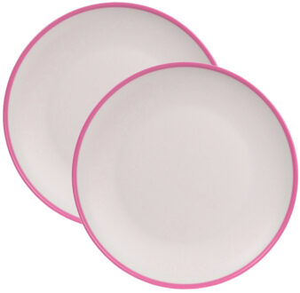 Excellent Houseware 8x stuks onbreekbare kunststof/melamine roze ontbijt bordjes 28 cm voor outdoor/camping