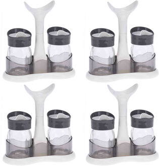 Excellent Houseware 8x Stuks Setje van peper en zout vaatjes/strooiers - 3 Delig - wit - 80 ml