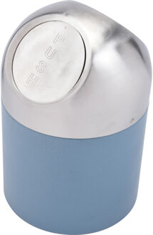 Excellent Houseware aanrecht Mini prullenbakje met klepdeksel - blauw - 1.3L - 17 cm - rvs