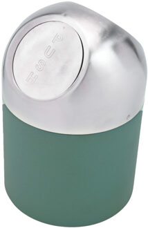 Excellent Houseware aanrecht Mini prullenbakje met klepdeksel - donkergroen - 1.3L - 17 cm - rvs
