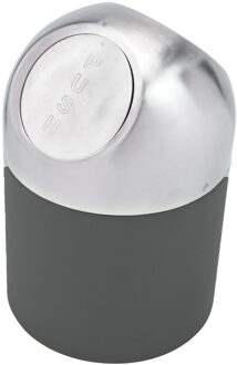 Excellent Houseware aanrecht Mini prullenbakje met klepdeksel - grijs - 1.3L - 17 cm - rvs