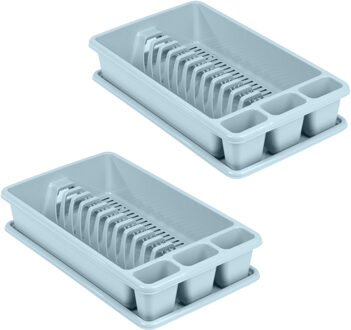 Excellent Houseware Afdruiprek met lekbak - lichtblauw - 45 x 26 cm - afwasrek