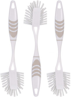 Excellent Houseware Afwasborstel met ophang lus - 3x stuks - grijs - 29 cm