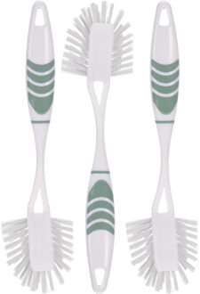 Excellent Houseware Afwasborstel met ophang lus - 3x stuks - groen - 29 cm