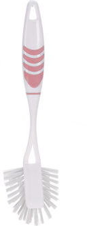 Excellent Houseware Afwasborstel met ophang lus - roze - 29 cm