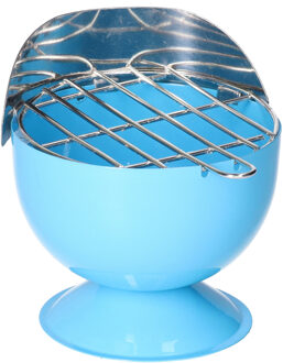 Excellent Houseware Asbak - in BBQ vorm - metaal - 12 cm - blauw - voor binnen / buiten
