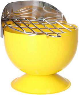 Excellent Houseware Asbak - in BBQ vorm - metaal - 12 cm - geel - voor binnen / buiten