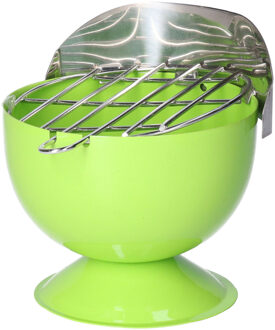 Excellent Houseware Asbak - in BBQ vorm - metaal - 12 cm - groen - voor binnen / buiten