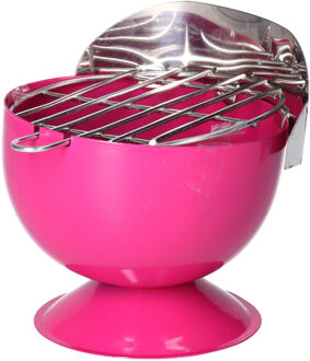 Excellent Houseware Asbak - in BBQ vorm - metaal - 12 cm - roze - voor binnen / buiten