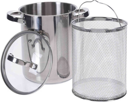 Excellent Houseware Asperge pan met glazen deksel - RVS - 21 cm - 4 liter