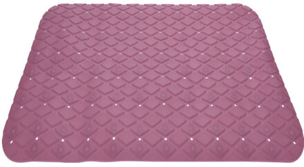 Excellent Houseware Badmat - antislip - oud roze - 55 cm - vierkant
