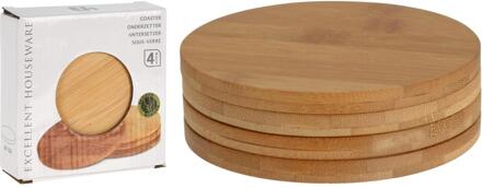 Excellent Houseware Bamboe Onderzetters - set van 4 stuks Bruin