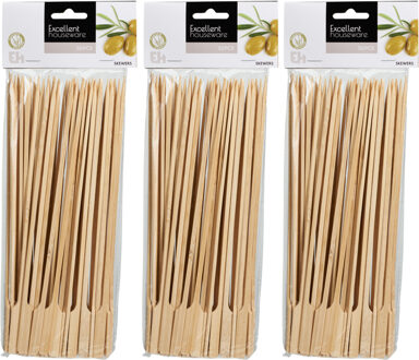 Excellent Houseware BBQ Sate/spiesjes prikkers - 150x - bamboe hout - 25 cm - spiezen - satestokjes