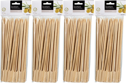 Excellent Houseware BBQ Sate/spiesjes prikkers - 200x - bamboe hout - 25 cm - spiezen - satestokjes