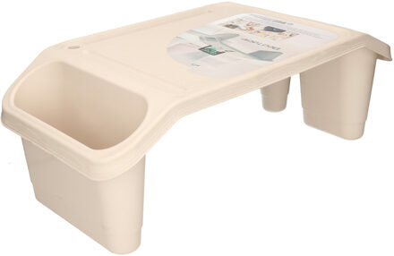 Excellent Houseware Bedtafel - kunststof - beige - L60 x B30 x H21 cm - dienblad - Dienbladen