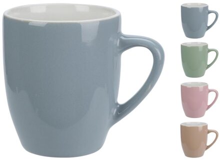 Excellent Houseware Beker aardewerk 240ml pastelkleur verschillende