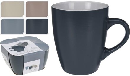 Excellent Houseware Beker Aardewerk 340 ml Set 4 Stuks multi