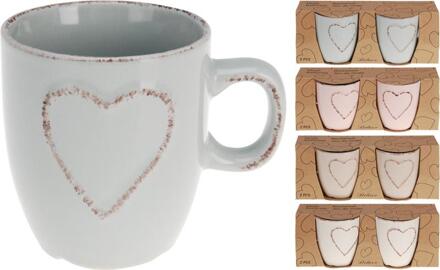 Excellent Houseware Beker150ml met hartje Set 2 stuks multi
