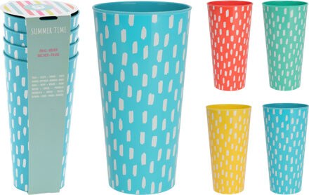 Excellent Houseware Bekerset 4-delig 400ml kunststof verschillende