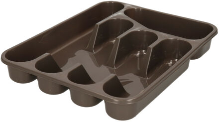 Excellent Houseware Bestekbak/keuken Organizer - 5-Vaks - Bruingrijs - 33,5 x 26,5 x 3,5 cm - Bestekbakken