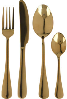 Excellent Houseware Bestekset Tableware Collection - 16-delig - goud - RVS - 4 personen - Besteksets Goudkleurig