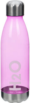 Excellent Houseware Bidon drinkfles/waterfles roze 700 ml met schroefdop - Drinkflessen