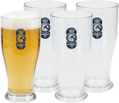 Excellent Houseware Bierglas - 4x - 520 ml - onbreekbaar kunststof - herbruikbaar