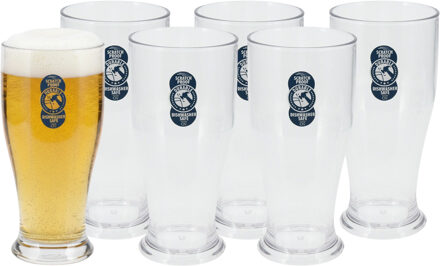 Excellent Houseware Bierglas - 6x - 520 ml - onbreekbaar kunststof - herbruikbaar