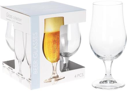 Excellent Houseware Bierglas op voet 37cl set a 4 stuks transparant