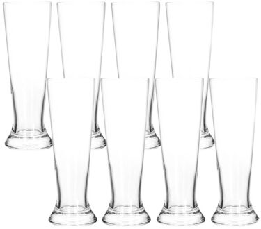 Excellent Houseware Bierglazen - 8x st - 370 ml - 7 x 20 cm - glas - pilsenerglazen - glazen voor bier