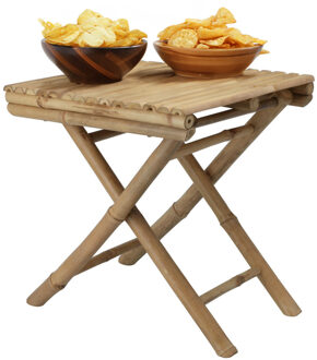 Excellent Houseware Bijzettafeltje/klaptafel voor buiten - bamboe hout - opvouwbaar - 39 x 39 x 45 cm