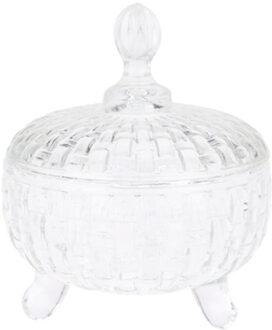 Excellent Houseware Bonbonniere met deksel - transparant deco glas - 10 x 13 cm - snoeppot
