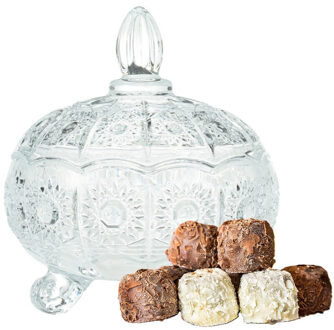 Excellent Houseware Bonbonniere met deksel - transparant deco glas - 12 x 13 cm - snoeppot