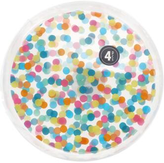 Excellent Houseware Bordenset confetti 4-delig Ø22,5cm transparant
