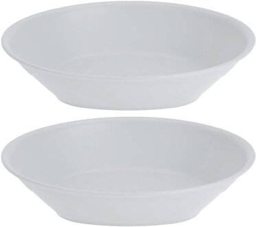 Excellent Houseware Bordjes - 8x stuks - D18 cm - wit - onbreekbaar