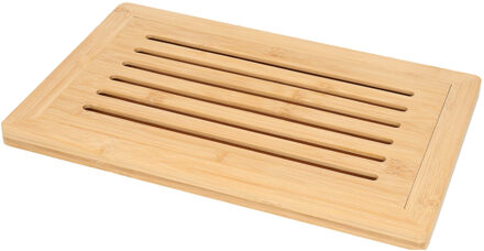 Excellent Houseware Brood snijplank met kruimel opvangbak - bamboe hout - 38 x 24 x 2 cm - Snijplanken Bruin