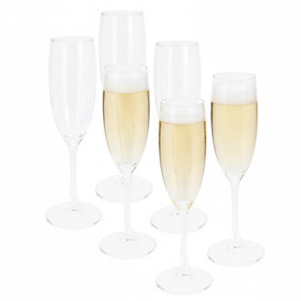 Excellent Houseware Champagne flute glas - 12x stuks - 190 ml - prosecco glas