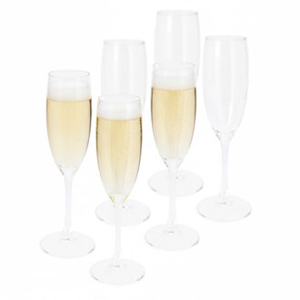 Excellent Houseware Champagne flute glas - 6x stuks - 190 ml - prosecco glas