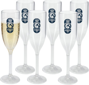Excellent Houseware Champagne/prosecco flute glas - 6x - 165 ml - onbreekbaar kunststof