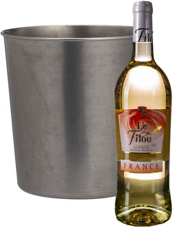 Excellent Houseware Champagne & wijnfles koeler/ijsemmer - titanium grijs - rvs - 18 x 18 cm