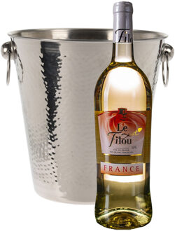 Excellent Houseware Champagne & wijnfles koeler/ijsemmer - zilver - rvs - 18 x 20 cm