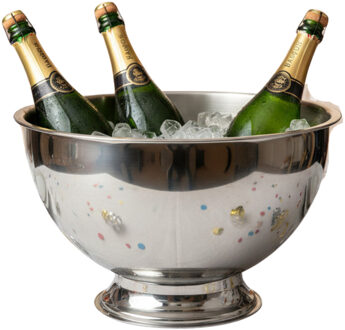 Excellent Houseware Champagnekoeler - op voet - zilver - rvs - 30 x 19 cm