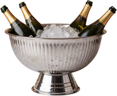Excellent Houseware Champagnekoeler - op voet - zilver - rvs - 40 x 24 cm