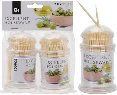 Excellent Houseware Cocktailprikkerset 2x200 stuks bruin