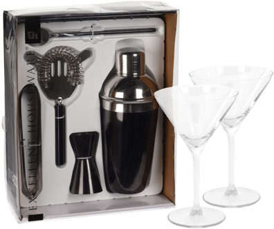 Excellent Houseware cocktails maken set 5-delig met 4x Martini glazen