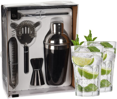 Excellent Houseware cocktails maken set 5-delig met 4x Mojito glazen