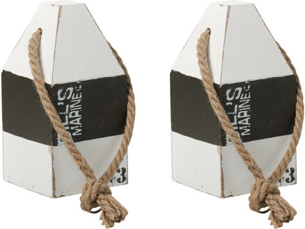 Excellent Houseware Deurstopper - 2x - havenpaal maritiem van hout met scheepstouw 18 cm
