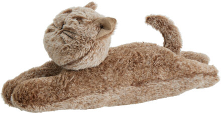 Excellent Houseware Deurstopper gewicht - dieren thema Katje - 1 kilo - bruin - polyester - 38 x 11 cm - Poes