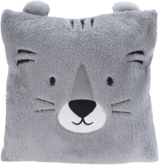 Excellent Houseware Dieren sierkussen - kinderkamer - grijs - 43 cm - polyester - met oren