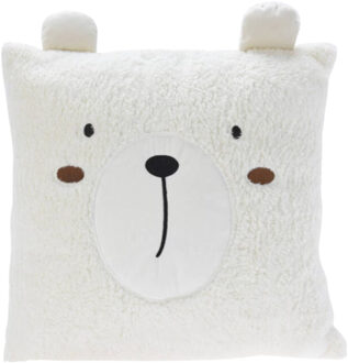 Excellent Houseware Dieren sierkussen - kinderkamer - wit - 43 cm - polyester - met oren
